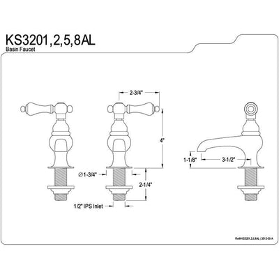 Kingston Brass Polished Brass Basin Sink Vintage Style Bathroom Faucet KS3202AL