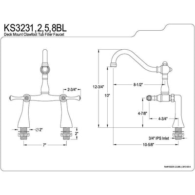 Kingston Brass Chrome Restoration Deck Mount Clawfoot Tub Filler KS3231BL