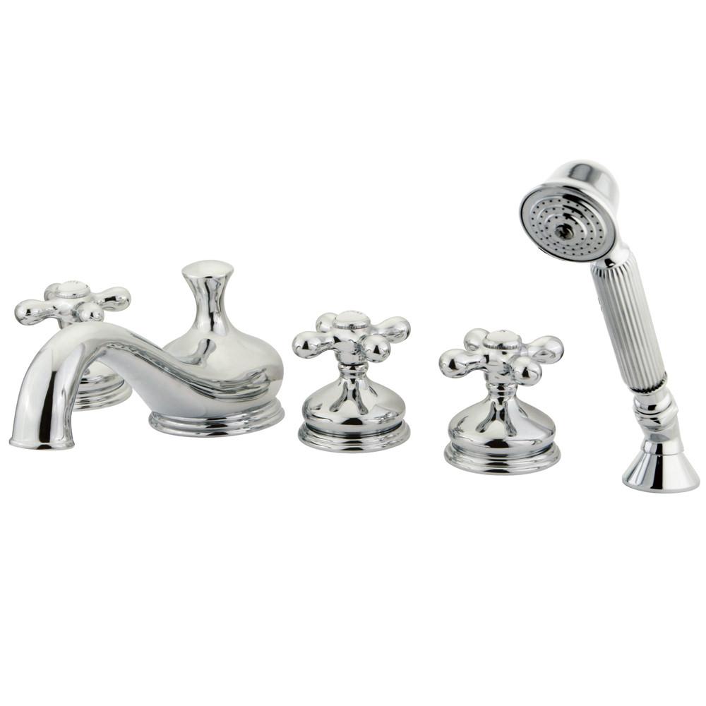 Kingston Chrome 3 handle Roman Tub Filler Faucet with Hand Shower KS33315AX