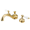 Kingston Polished Brass Heritage Two Handle Roman Tub Filler Faucet KS3332PL