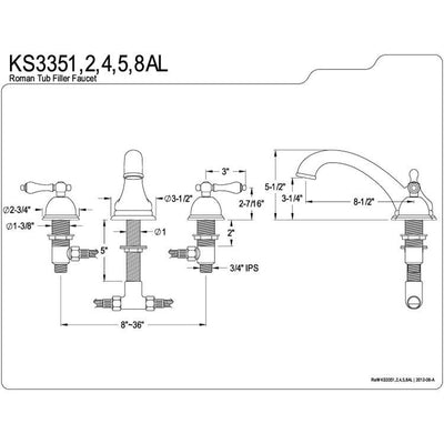 Kingston Brass Chrome Vintage Two Handle Roman Tub Filler Faucet KS3351AL