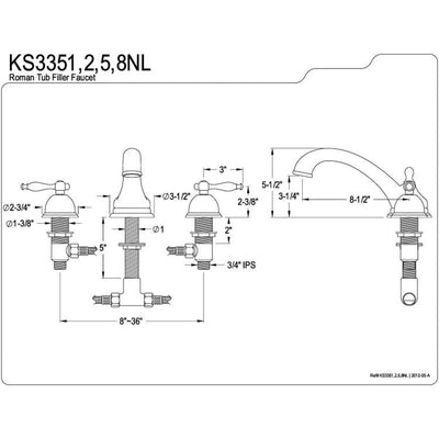 Kingston Brass Satin Nickel Vintage Two Handle Roman Tub Filler Faucet KS3358NL