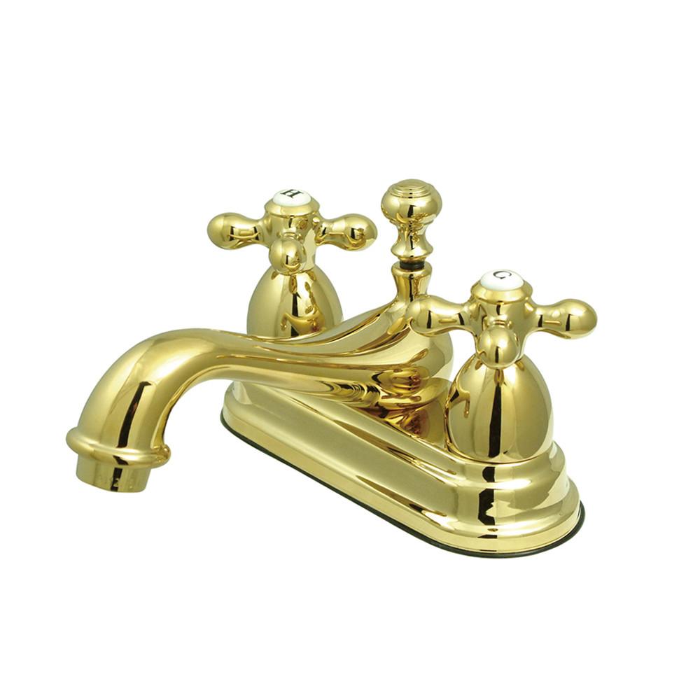 Kingston Polished Brass 2 Handle 4" Centerset Bathroom Faucet w Pop-up KS3602AX