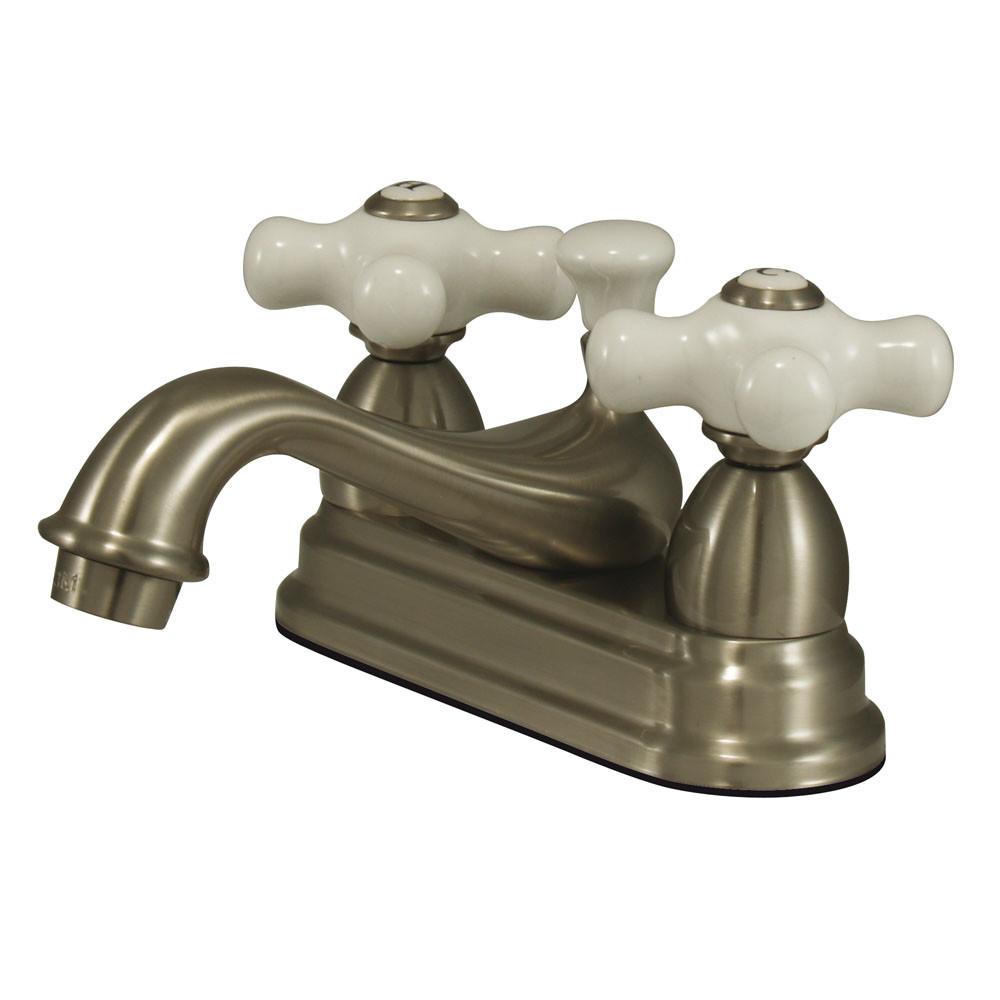 Kingston Satin Nickel 2 Handle 4" Centerset Bathroom Faucet w Pop-up KS3608PX