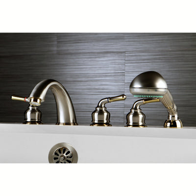 Satin Nickel/Polished Brass Magellan Roman Tub Faucet w Hand Shower KS3695MHS