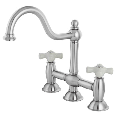 Kingston Brass Chrome 8" centerset Bridge two handle Kitchen Faucet KS3781PX