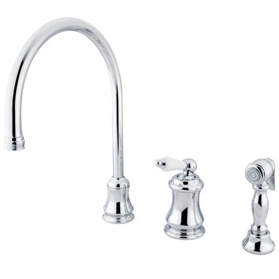 Kingston Chrome Single Handle Widespread Kitchen Faucet w Sprayer KS3811PLBS