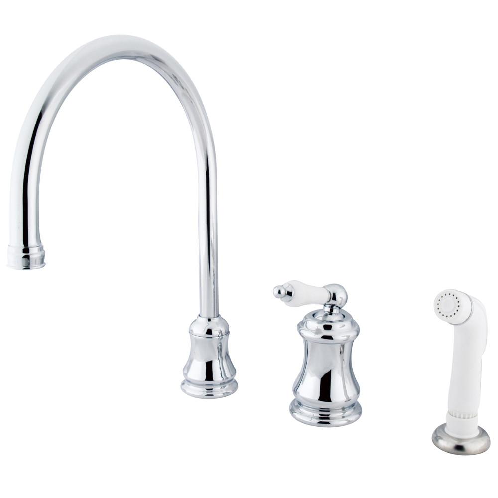 Kingston Chrome Single Handle Widespread Kitchen Faucet with Sprayer KS3811PL