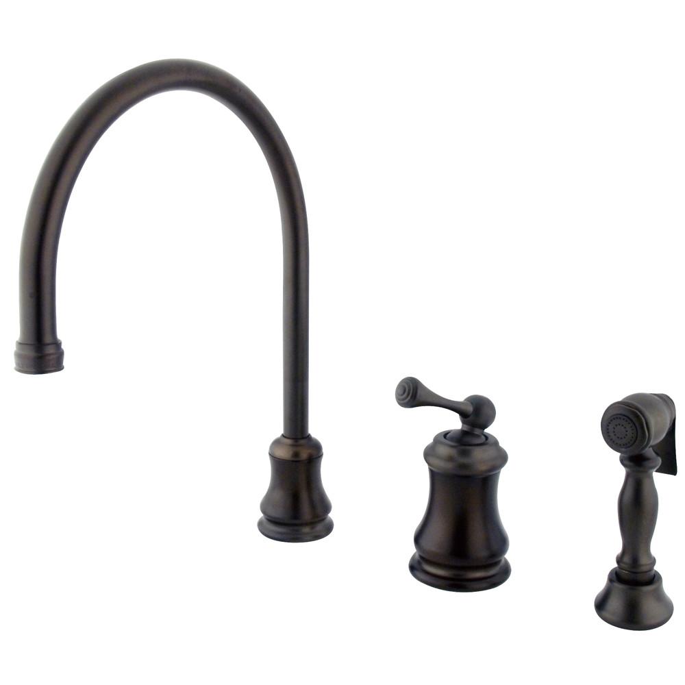 Oil Rubbed Bronze Single Handle Widespread Kitchen Faucet w Spray KS3815BLBS