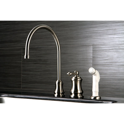 Satin Nickel Single Handle Widespread Kitchen Faucet with Sprayer KS3818AL