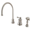 Satin Nickel Single Handle Widespread Kitchen Faucet w Side spray KS3818BLBS