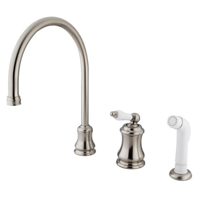 Satin Nickel Single Handle Widespread Kitchen Faucet with Sprayer KS3818PL