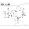 Kingston Brass Chrome 8" Centerset Bridge Bathroom Sink Faucet w/ drain KS3911BL