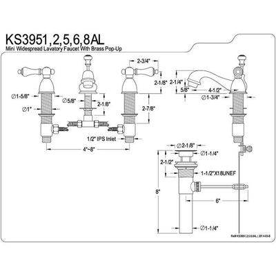 Kingston Brass Chrome Mini widespread Bathroom Lavatory Faucet KS3951AL