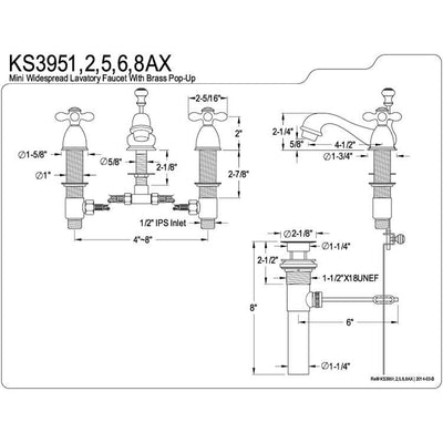 Kingston Brass Chrome Mini widespread Bathroom Lavatory Faucet KS3951AX