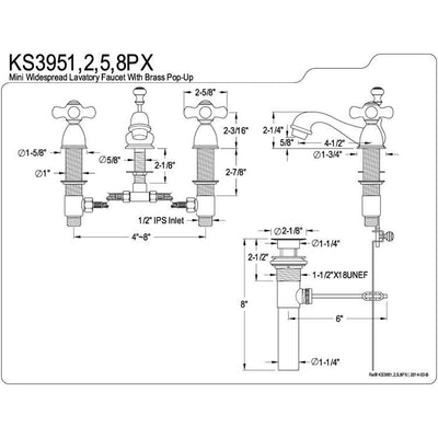 Kingston Brass Satin Nickel Mini widespread Bathroom Lavatory Faucet KS3958PX