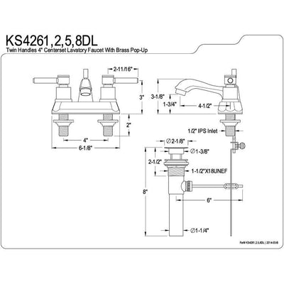 Chrome Two Handle Centerset Bathroom Faucet w/ Brass Pop-Up KS4261DL