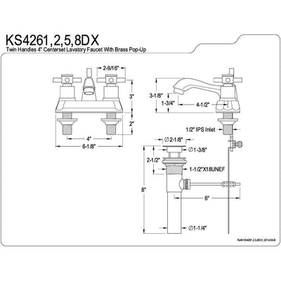 Chrome Two Handle Centerset Bathroom Faucet w/ Brass Pop-Up KS4261DX