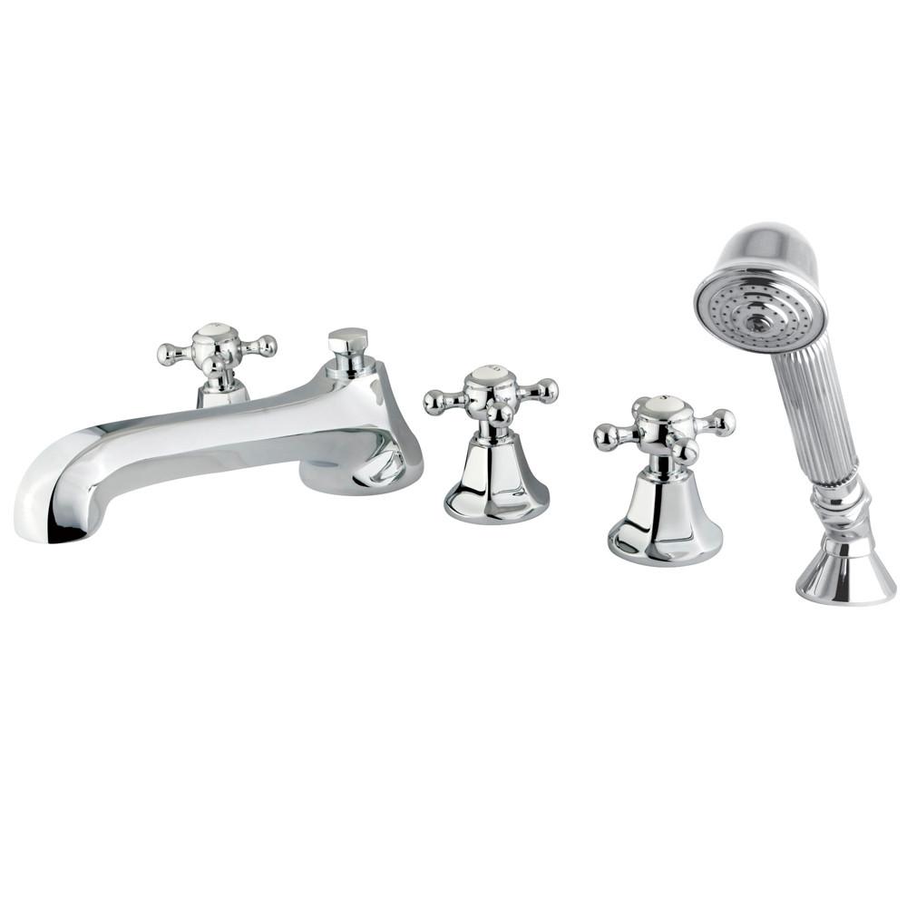 Kingston Brass Chrome Roman Tub Filler Faucet with Sprayer KS43015BX