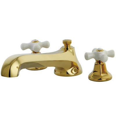 Kingston Polished Brass Metropolitan Two Handle Roman Tub Filler Faucet KS4302PX