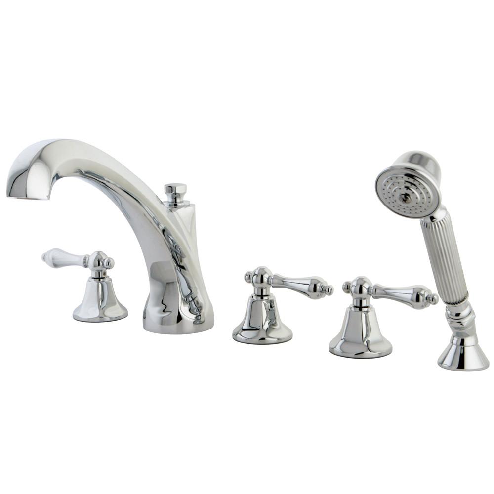 Kingston Brass Chrome Roman Tub Filler Faucet with Sprayer KS43215AL