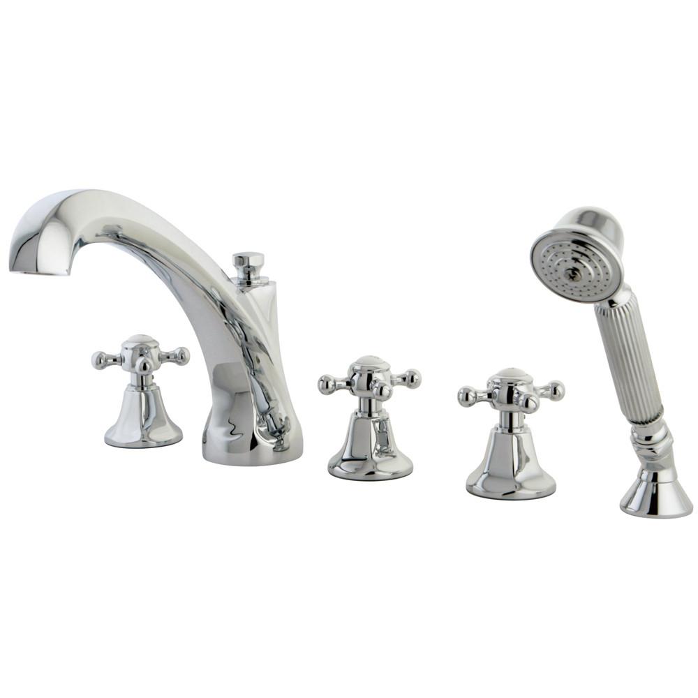 Kingston Brass Chrome Roman Tub Filler Faucet with Sprayer KS43215BX