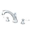 Kingston Chrome Porcelain Lever Handle Roman Tub Filler Faucet