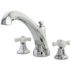 Kingston Chrome Porcelain Cross Handle Roman Tub Filler Faucet