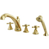 Kingston Brass Polished Brass Roman Tub Filler Faucet with Sprayer KS43225BX