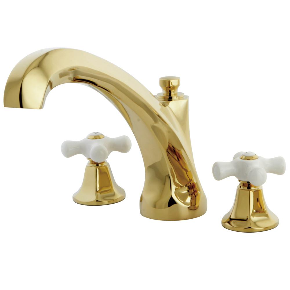 Kingston Polished Brass Metropolitan Two Handle Roman Tub Filler Faucet KS4322PX