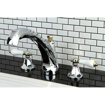 Kingston Chrome / Polished Brass Metropolitan Roman Tub Filler Faucet KS4324PL