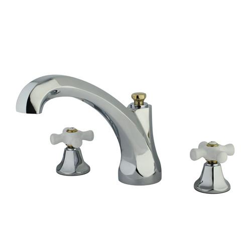 Kingston Chrome / Polished Brass Metropolitan Roman Tub Filler Faucet KS4324PX