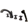 Kingston Brass Oil Rubbed Bronze Roman Tub Filler Faucet with Sprayer KS43255BX