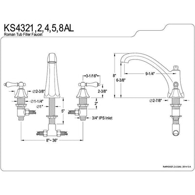 Oil Rubbed Bronze Metropolitan 2 Handle Roman Tub Filler Faucet KS4325AL