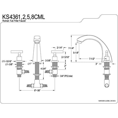 Kingston Brass Chrome Manhattan roman tub filler faucet KS4361CML