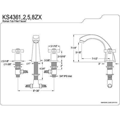 Kingston Brass KS4362ZX 2 Handle Roman Tub Filler Polished Brass