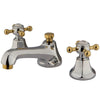 Kingston Chrome/Polished Brass Widespread Bathroom Faucet w Pop-up KS4464BX