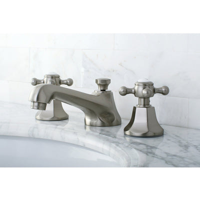 Kingston Satin Nickel 2 Handle Widespread Bathroom Faucet w Pop-up KS4468BX