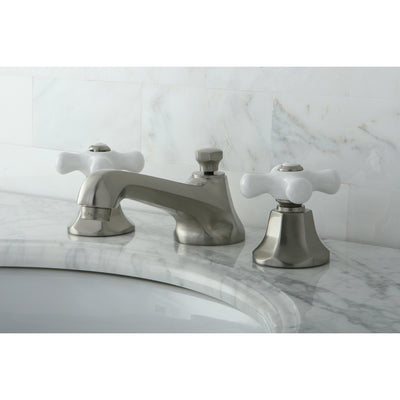 Kingston Satin Nickel 2 Handle Widespread Bathroom Faucet w Pop-up KS4468PX