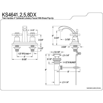 Polished Brass Two Handle Centerset Bathroom Faucet w/ Brass Pop-Up KS4642DX