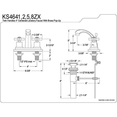 Kingston Brass KS4642ZX 4" Centerset Bathroom Faucet Polished Brass