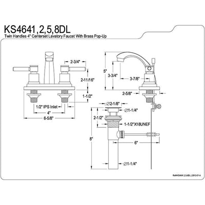 Oil Rubbed Bronze Two Handle Centerset Bathroom Faucet w/ Brass Pop-Up KS4645DL