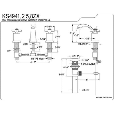 Kingston Brass KS4941ZX Mini Widespread Bathroom Faucet Polished Chrome