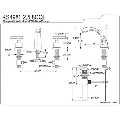 Kingston Brass Claremont Oil Rubbed Bronze Widespread Bathroom Faucet KS4985CQL