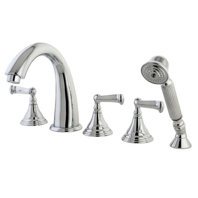 Kingston Brass Chrome Roman Tub Filler Faucet with Sprayer KS53615FL