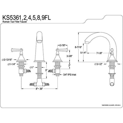 Kingston Brass Chrome Royale Two Handle Roman Tub Filler Faucet KS5361FL