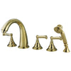 Kingston Brass Polished Brass Roman Tub Filler Faucet with Sprayer KS53625FL