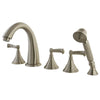 Kingston Brass Satin Nickel Roman Tub Filler Faucet with Sprayer KS53685FL