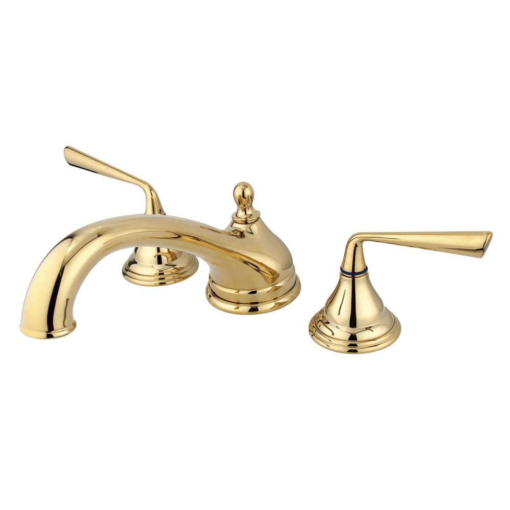 Kingston Polished Brass Silver Sage Two Handle Roman Tub Filler Faucet KS5532ZL