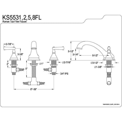 Kingston Brass Satin Nickel Two Handle Roman Tub Filler Faucet KS5538FL